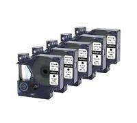 Nastro for etichette DYMO D1 45013 45010 45018 45016 compatibile con 5PK 10PK 45013 12mm for stampante Dym-o LabelManager 160 280(5PK-Black-on-White)