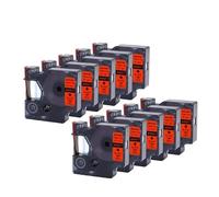 Nastro for etichette DYMO D1 45013 45010 45018 45016 compatibile con 5PK 10PK 45013 12mm for stampante Dym-o LabelManager 160 280(10PK-Black-on-Red)
