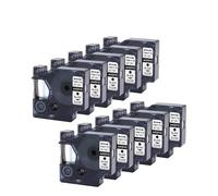 Nastro for etichette DYMO D1 45013 45010 45018 45016 compatibile con 5PK 10PK 45013 12mm for stampante Dym-o LabelManager 160 280(10PK-Black-on-Clear)