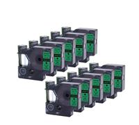 Nastro for etichette DYMO D1 45013 45010 45018 45016 compatibile con 5PK 10PK 45013 12mm for stampante Dym-o LabelManager 160 280(10PK-Black-on-Green)