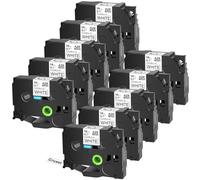 Nastro for etichette laminato flessibile AZE-FX241 da 10 pezzi, compatibile con B-other TZe-FX241, nero su bianco, for stampante P-ouch PT-D600