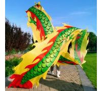Nastro for lancio di draghi for fitness all'aperto Dragon Poi, svolazzante nastro a forma di drago con testa di drago 3D realistica, for allenamento fisico e danza, for spazi aperti(Yellow,8 m (26 ft)
