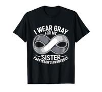 Nastro grigio per la consapevolezza del Parkinsons I Wear Grey For My Sister Maglietta