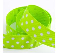 Nastro grosgrain a pois, 15 mm x 10 m, colore lime