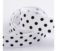 Nastro grosgrain a pois, 25 mm x 10 m, bianco