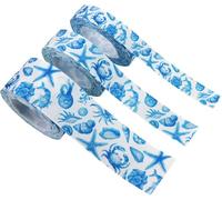 Nastro grosgrain a tema oceano, 10 mm, 22 mm, 38 mm, 3 rotoli da 4,6 m ciascuno, nastro in tessuto blu con animali marini, per feste in spiaggia, confezioni e ghirlande estive, durata e professionale