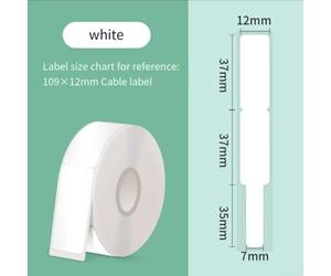 Nastro impermeabile per stampante per etichette, 12 x 109 mm, compatibile con Niimbot D30 D30S D32, etichette in plastica per cavi, forte adesione (bianco)