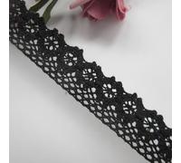 Nastro in cotone nero da 5 metri all'uncinetto con bordo in pizzo, larghezza 2,5 cm, passamaneria in tessuto vintage ricamato applique cucito artigianato abito da sposa abbellimento biglietti fai da