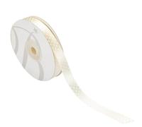 Nastro in Doppio Raso Pois 13mm x 25mt - Perfetto per Confezioni Regalo e Bomboniere (Panna)