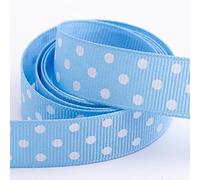 Nastro in grosgrain a pois, 25 mm x 10 m, blu pallido