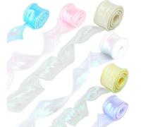 Nastro in organza, 6 rotoli di nastro regalo, 4 cm x 9 m, nastro trasparente Shimmer per confezionare regali, per bouquet, per matrimoni e bricolage