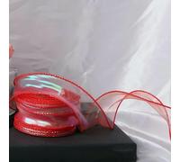 Nastro in organza a coda di pesce da 40 mm e 10 iarde, riflettente, iridescente, con bordo ondulato, per confezioni fai da te, fiocchi, bouquet, nastri in voile - Rosso