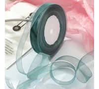 Nastro in organza da 12 mm a 40 mm, 50 iarde, per confezioni natalizie, decorazioni fai da te per la casa, nastri in tessuto fatto a mano, grigio-verde, organza da 25 mm
