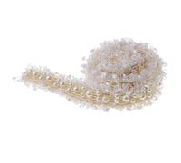 Nastro in pizzo con perline e perle, 9,9 m, per cucire su abbigliamento, decorazione, beige