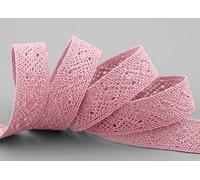 Nastro in pizzo FLORENCE, 15 m x 15 mm, rosa antico, pizzo all'uncinetto, 100% cotone naturale, nastro decorativo all'uncinetto, bordo in pizzo, biodegradabile, ecologico per cucire e decorare