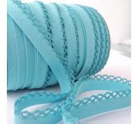 Nastro in pizzo picott di qualità professionale, 5 m, doppia piega da 12 mm, utilizzato per bordare vestiti, trapunte, giocattoli e progetti di cucito. UK Haberdashery Company (Aqua)