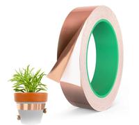 Nastro in Rame Autoadesivo 20 m x 30 Mm, Nastro Schermante Emi, Nastro Adesivo Conduttore Foglio,Trappole per Lumache,Repellente per Contro Le Lumache per Piante Da Aiuola Rialzate Da Giardino