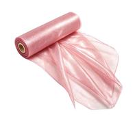 Nastro in Rete 50,3 Metri per Feste Riusabile Leggero Rotolo Velato | Nastro Mesh Per Ghirlande Per Fiocchi Albero, Corone, Sfondo Feste, Lavori Fai Da Te, Incarti, Nozze, Rosa Larghezza 25 cm
