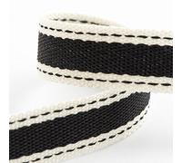 Nastro in twill di cotone, 15 mm x 10 m, nero