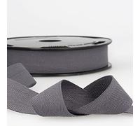 Nastro in twill di cotone, 5 m, colore grigio scuro, trama a spina di pesce, larghezza 25 mm Giddy Square