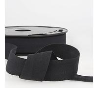 Nastro in twill di cotone, lunghezza 10 m, trama a spina di pesce, larghezza 25 mm, colore: nero Giddy Square