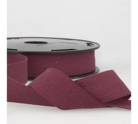 Nastro in twill di cotone, lunghezza 3 m, motivo a spina di pesce, larghezza 25 mm, colore: prugna Giddy Square