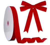 Nastro in velluto 30 metri Manjonzic Nastro in velluto a un lato perfetto per alberi di Natale, confezione regalo, mazzi di fiori, decorazioni per matrimoni (rosso, 1 pollice (25 mm))
