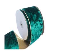 Nastro in velluto a faccia singola, Nastro con bordo in filo di velluto for lavori fai da te natalizi multicolore 10 iarde x 6,3 cm(Color 2)