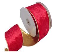 Nastro in velluto a faccia singola, Nastro con bordo in filo di velluto for lavori fai da te natalizi multicolore 10 iarde x 6,3 cm(Color 7)