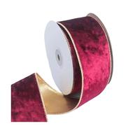 Nastro in velluto a faccia singola, Nastro con bordo in filo di velluto for lavori fai da te natalizi multicolore 10 iarde x 6,3 cm(Color 3)