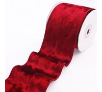 Nastro in velluto rosso con filo metallico, larghezza 6,3 cm, lunghezza 4,5 m, nastro in velluto satinato su un solo lato, per confezioni regalo, fiocchi, decorazioni natalizie