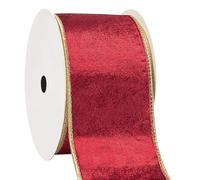 Nastro in velluto rosso scuro largo 6,3 cm e lungo 9,1 m, nastro di velluto double-face per Natale, ghirlande di alberi di Natale, confezioni regalo, fiocchi per la decorazione della casa (rosso scuro