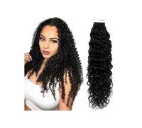 Nastro invisibile per un aspetto naturale e capelli con onda d'acqua da 16 a 26 pollici, capelli veri, 20 parrucche invisibili, colore nero, fascia di estensione per capelli rimovibile per l'uso