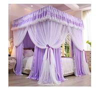 Nastro jacquard di rifinitura, Baldacchino e zanzariera con supporto for letto singolo matrimoniale multicolore, diverse misure(Purple,200X220X200CM)