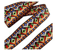 nastro jacquard, Nastro jacquard in tessuto di pizzo ricamato multicolore, larghezza 3 cm x lunghezza 2 m