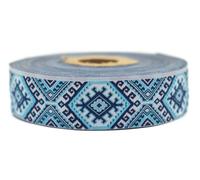 Nastro jacquard tessuto blu chiaro e blu navy stella nomade 10mt x 25mm - rotoli nastro brodo per cucito decorazione 25708-V2