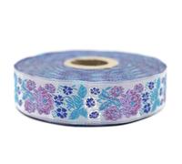 Nastro jacquard tessuto lilla e azzurro giardino segreto, 10 m x 22 mm, rotoli nastro brodo per cucito, decorazione 22097-V8