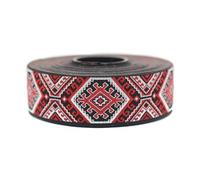 Nastro jacquard tessuto rosso e nero stella nomade 10mt x 25mm - rotoli nastro Brode per cucito decorazione 25708-V8