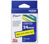 P-TOUCH TZEC51 - Nastro laminato, nero su segnale giallo, 24 mm
