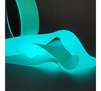 Nastro Luminoso Fluorescente Non Adesivo in Tessuto di Lino, Lavabile, 3 cm x 5 m, Che Si Illumina al Buio, for Decorazioni Fai da Te, segnature, Confezioni Regalo(Blue-Green,1PCS)
