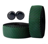 Nastro Manubrio Bici Strada PU EVA Traspirante 215cm | Texture per honeycomb, grip superiore, nastro 215cm, materiale PU+EVA, per bici corsa(Black And Green)