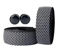 Nastro Manubrio Bici Strada PU EVA Traspirante 215cm | Texture per honeycomb, grip superiore, nastro 215cm, materiale PU+EVA, per bici corsa(Black And White)