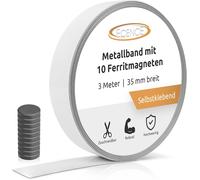 Nastro Metallico Adesivo 3M X 35 Mm - Con 10 Magneti in Ferrite - Nastro Ferro,