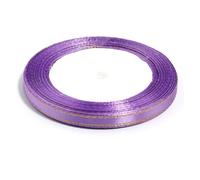 Nastro, nastri per incartare i regali, Nastro di raso con bordo dorato - Multicolore 6 mm/10 mm Larghezza 100 iarde(Purple,10mm)