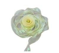 Nastro, nastri per incartare i regali, Nastro in organza con bordo ondulato a di pesce, larghezza 40 mm, confezione da 3, 10 iarde(Yellow)