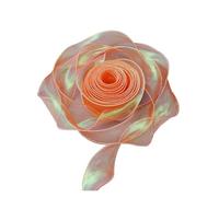 Nastro, nastri per incartare i regali, Nastro in organza con bordo ondulato a di pesce, larghezza 40 mm, confezione da 3, 10 iarde(Orange)
