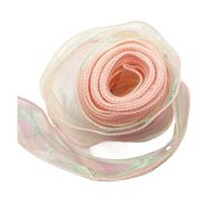 Nastro, nastri per incartare i regali, Nastro in organza con bordo ondulato a di pesce, larghezza 40 mm, confezione da 3, 10 iarde(Champagne)