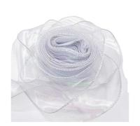 Nastro, nastri per incartare i regali, Nastro in organza con bordo ondulato a di pesce, larghezza 40 mm, confezione da 3, 10 iarde(White)