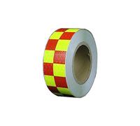 Nastro, nastro riflettente, Nastro adesivo di sicurezza a scacchi, 2 pollici x 148 piedi, for veicoli, biciclette, vestiti, caschi, cassette postali, giallo nero(Fluorescent Yellow Red)