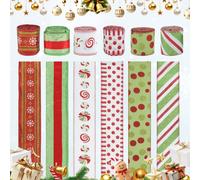 Nastro Natalizio 2.5" x 5yd, verde, 6 rotoli, per incarto regali, 1 conf.